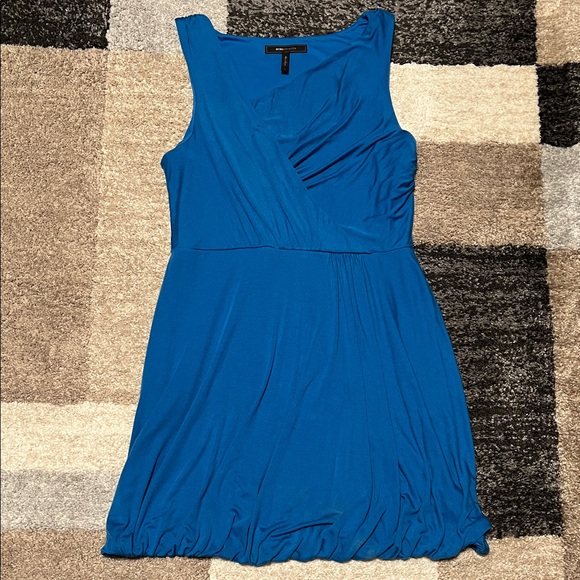 BCBGMaxAzria Dresses & Skirts - BCBGMAXAZRIA drape front bubble hem dress, blue, size L GUC! Y2K!
